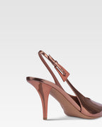 Slingbacks aus Spiegel-Leder in texanischem Rosa