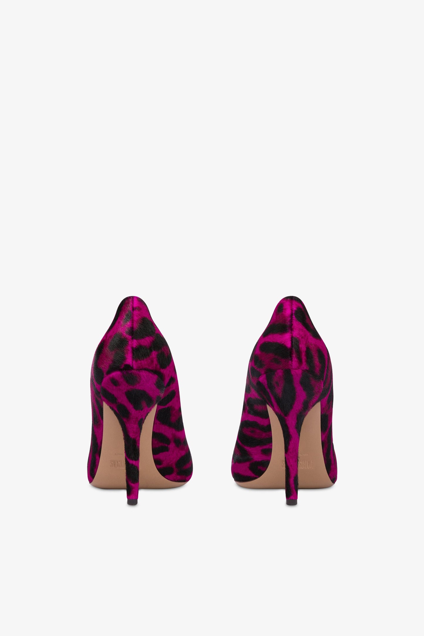 Pumps aus fuchsiafarbenem Rindsleder mit Leoparden-Print