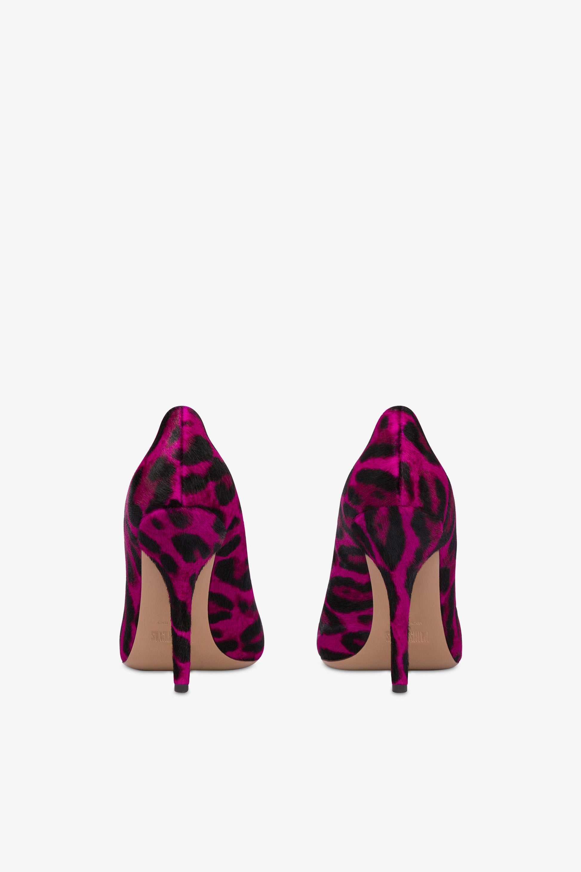 Escarpins en cuir de vachette imprime leopard couleur fuchsia