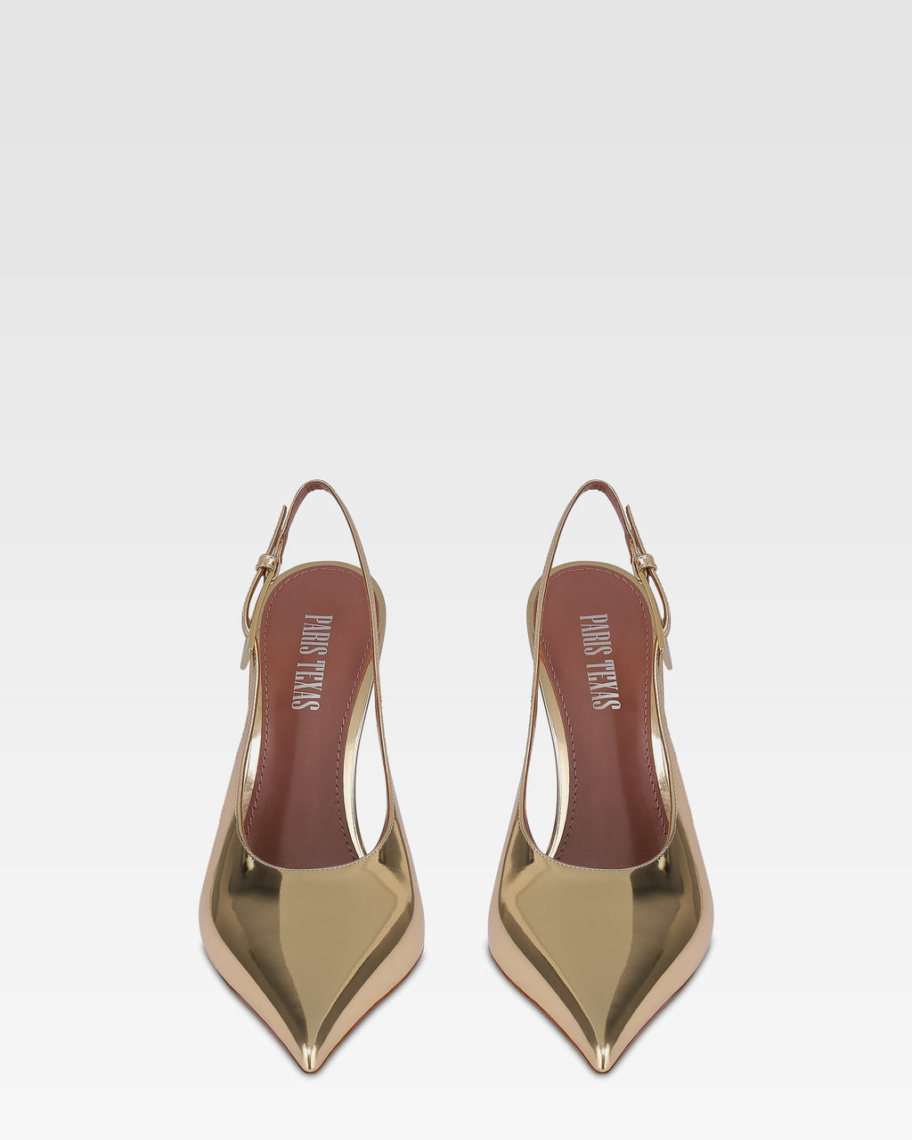 Slingbacks en piel dorada efecto espejo