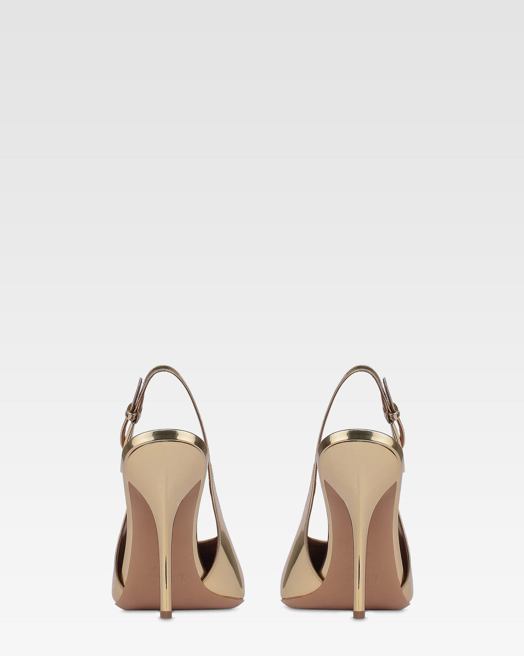 Slingbacks en piel dorada efecto espejo