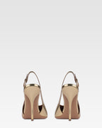 Slingbacks en piel dorada efecto espejo