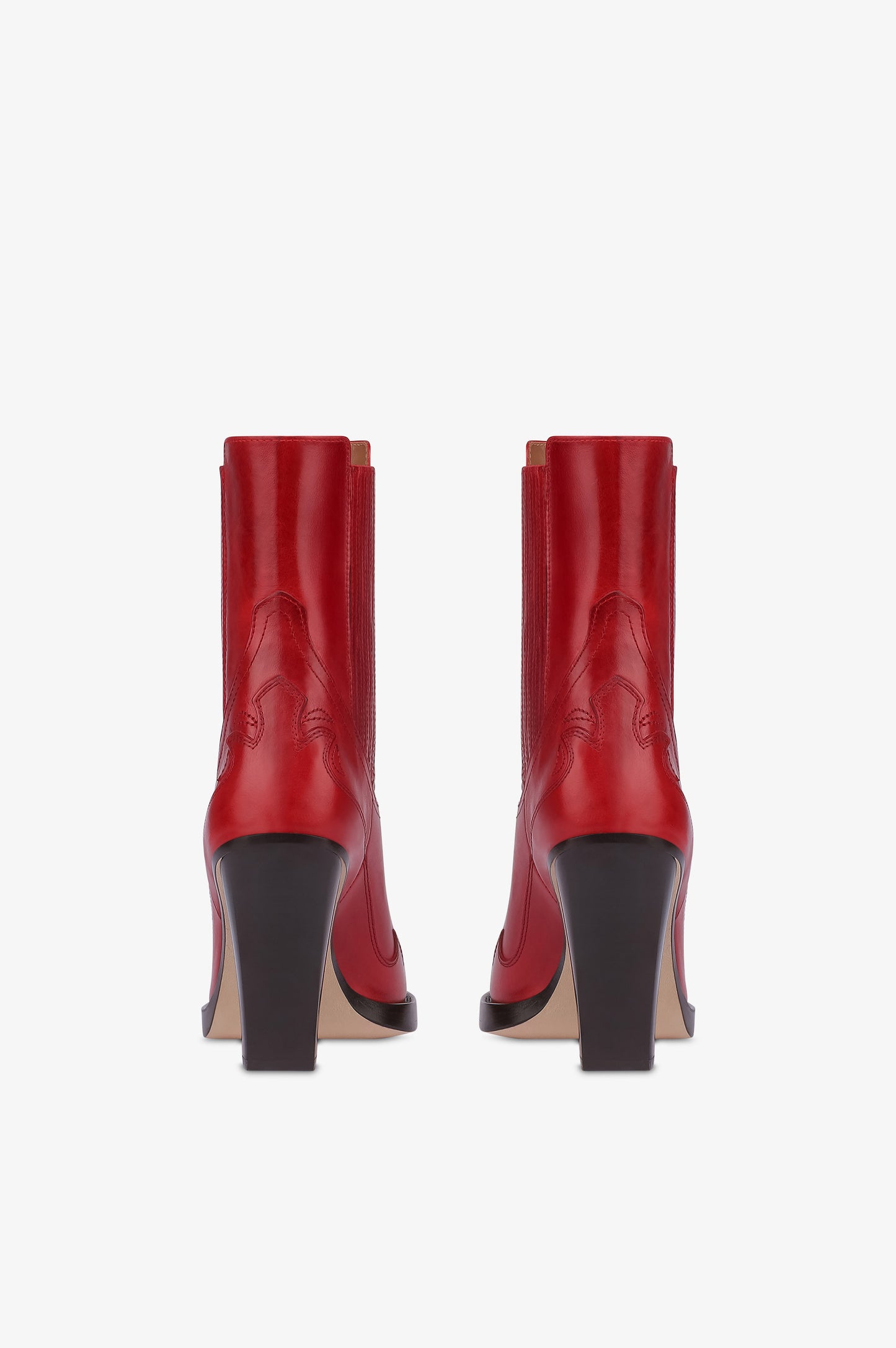 Ankle boots in ruby vintage-effect calf leather