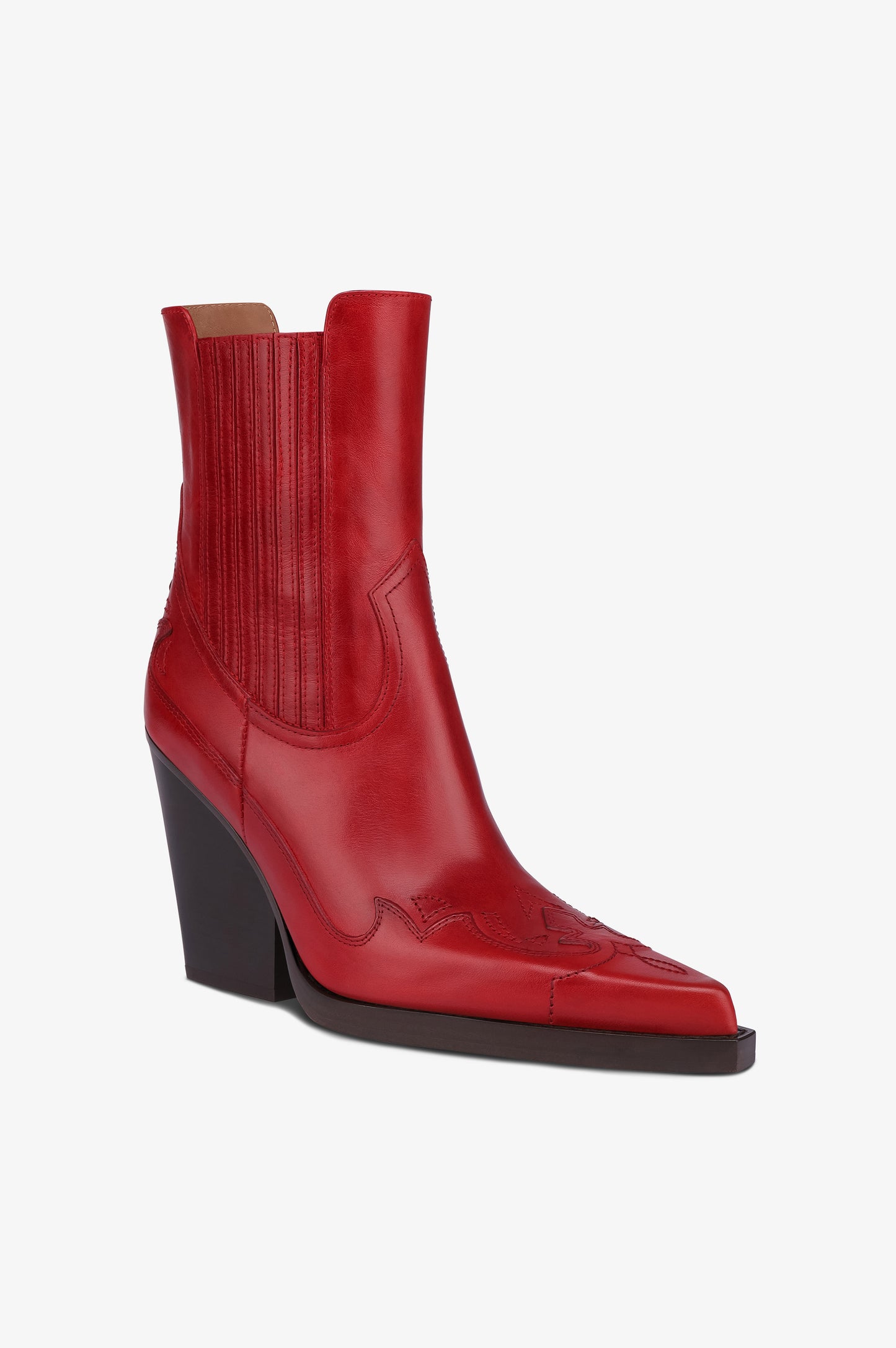 Ankle boots in ruby vintage-effect calf leather