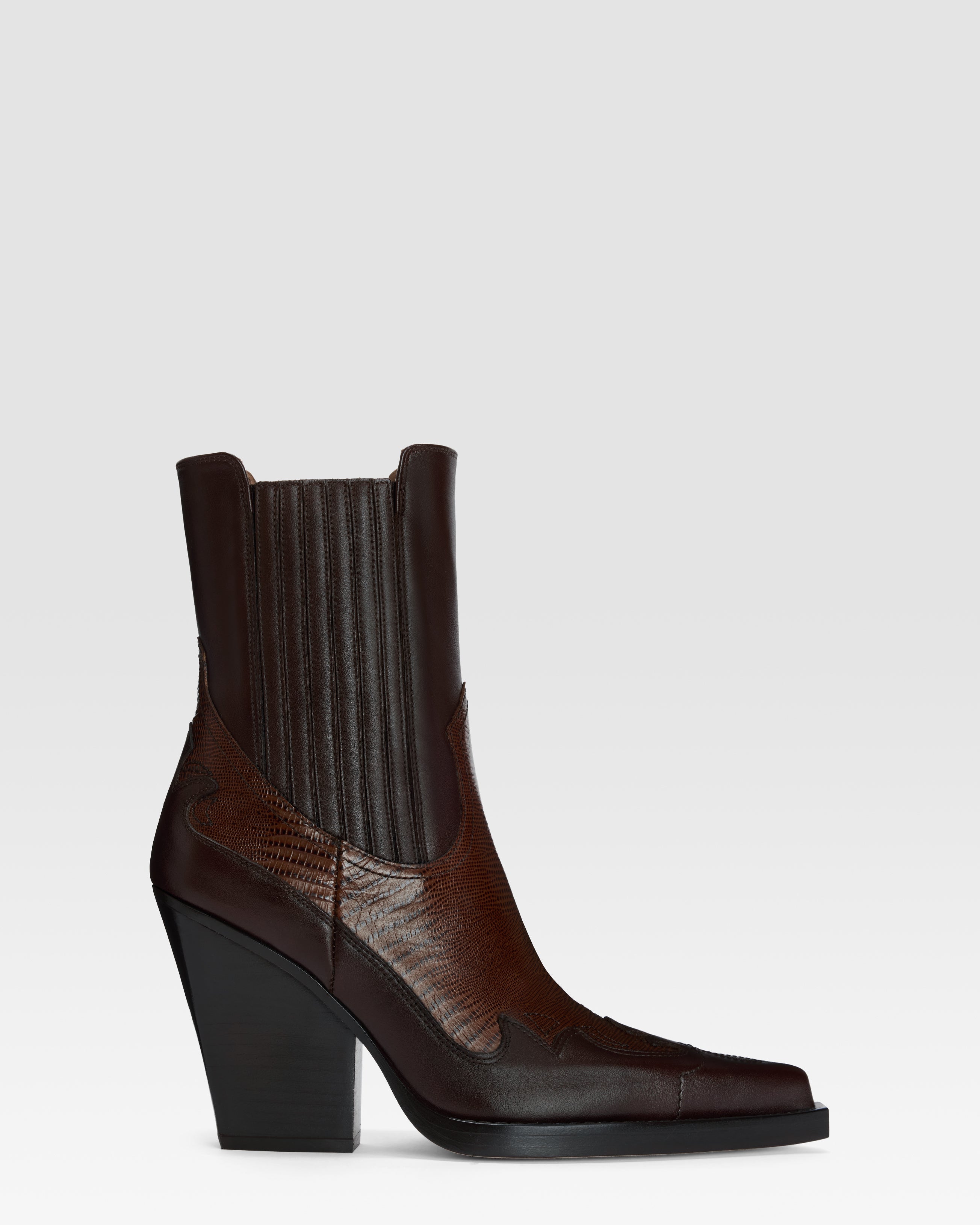 Ankle Boots in printed lizard-calf leather brown