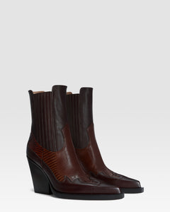Ankle Boots in printed lizard-calf leather brown