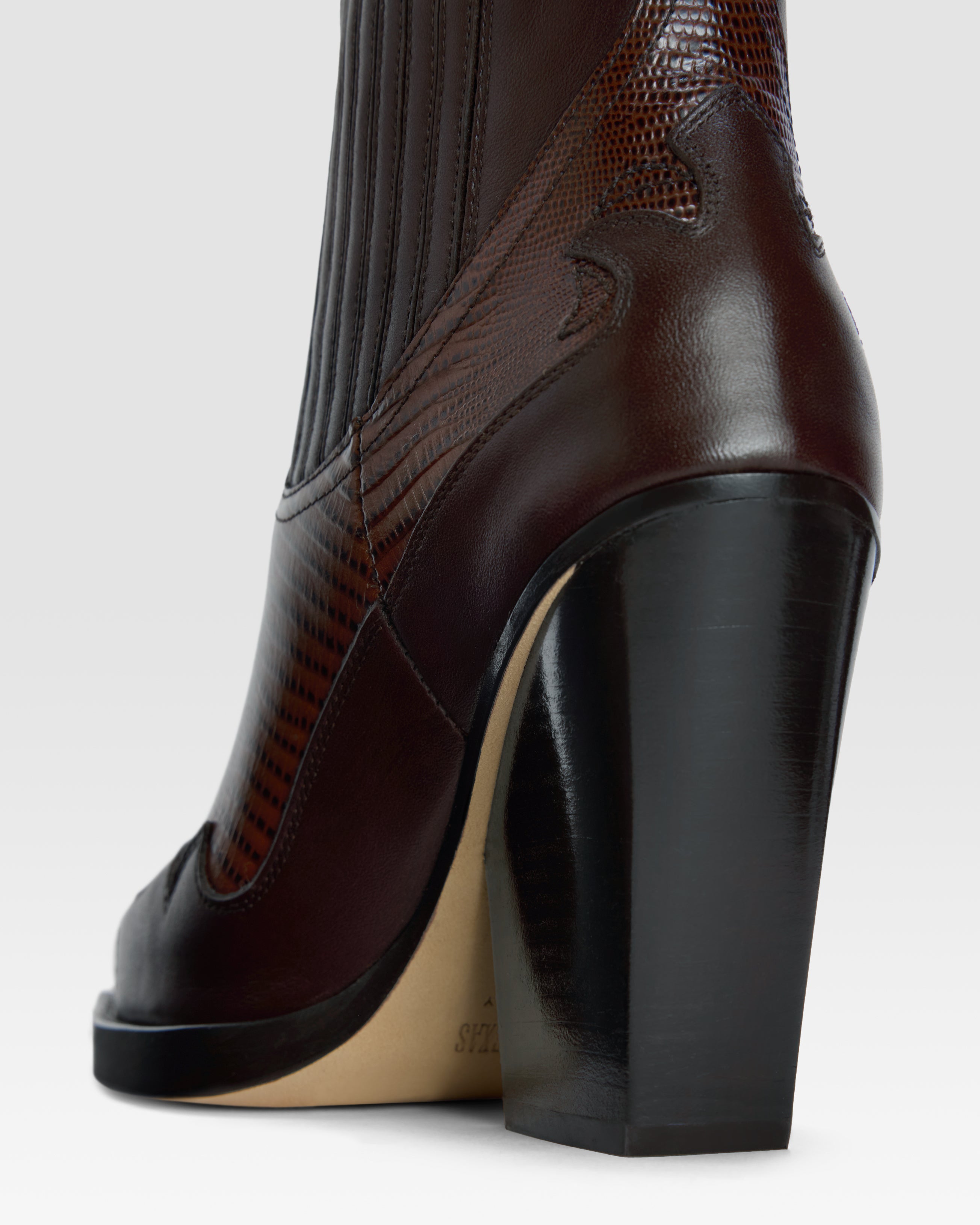 Ankle Boots in printed lizard-calf leather brown