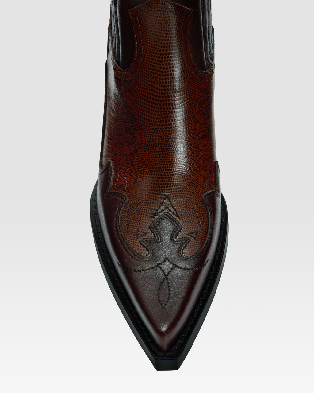 Ankle Boots in printed lizard-calf leather brown