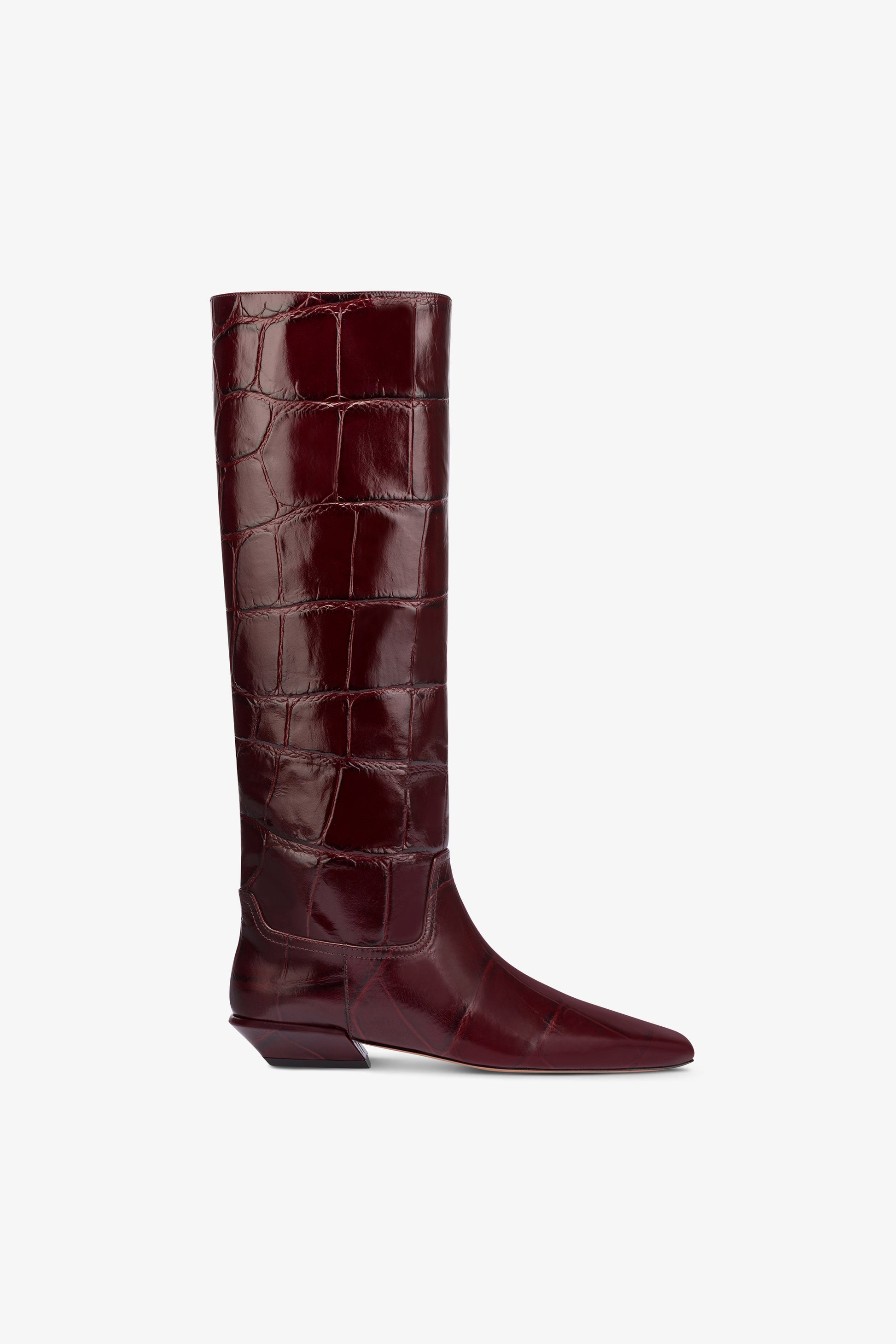 Knee-high boots in hevea maxi croco-embossed leather