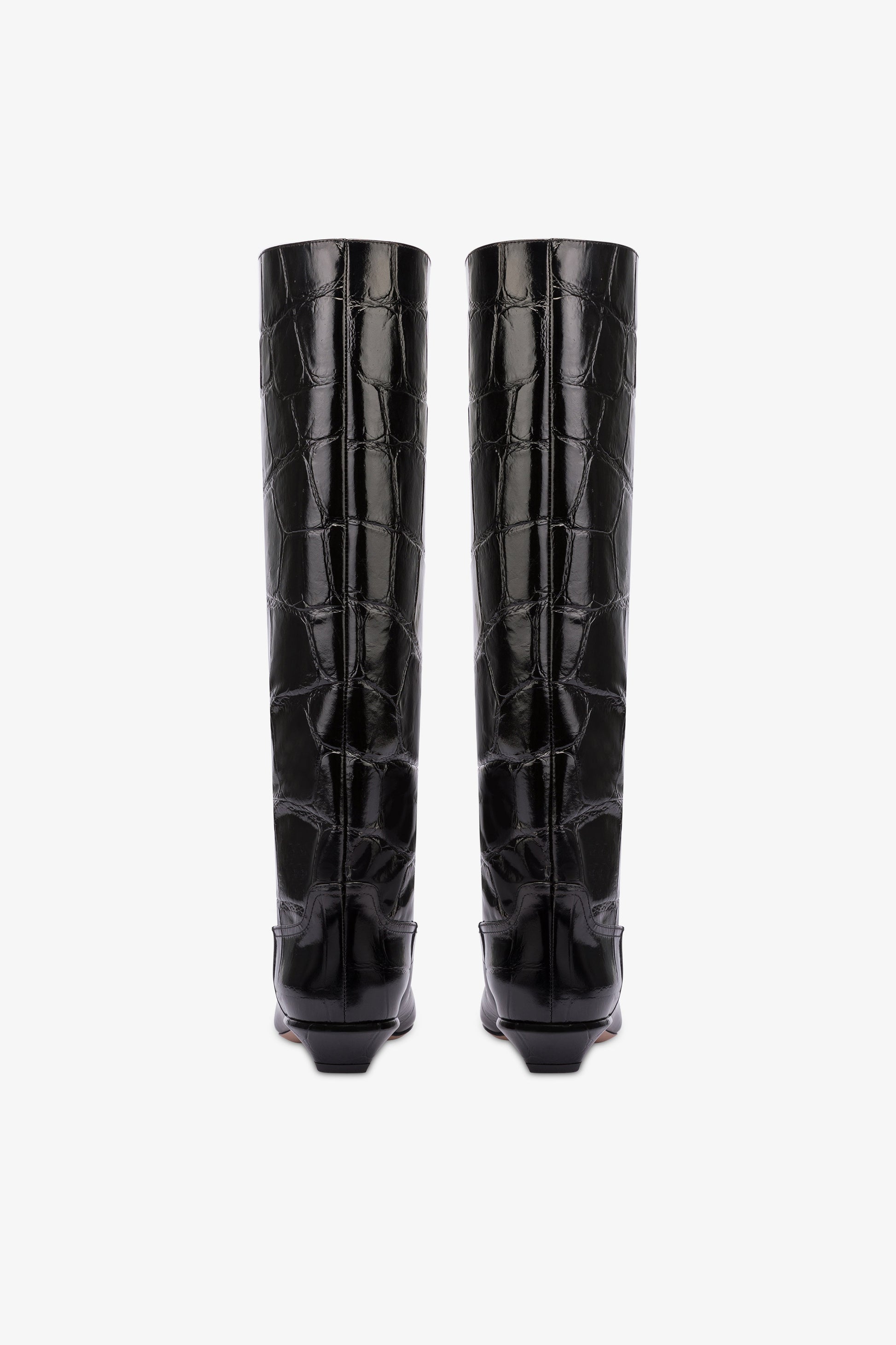 Bottes a hauteur de genou en cuir gaufre maxi noir