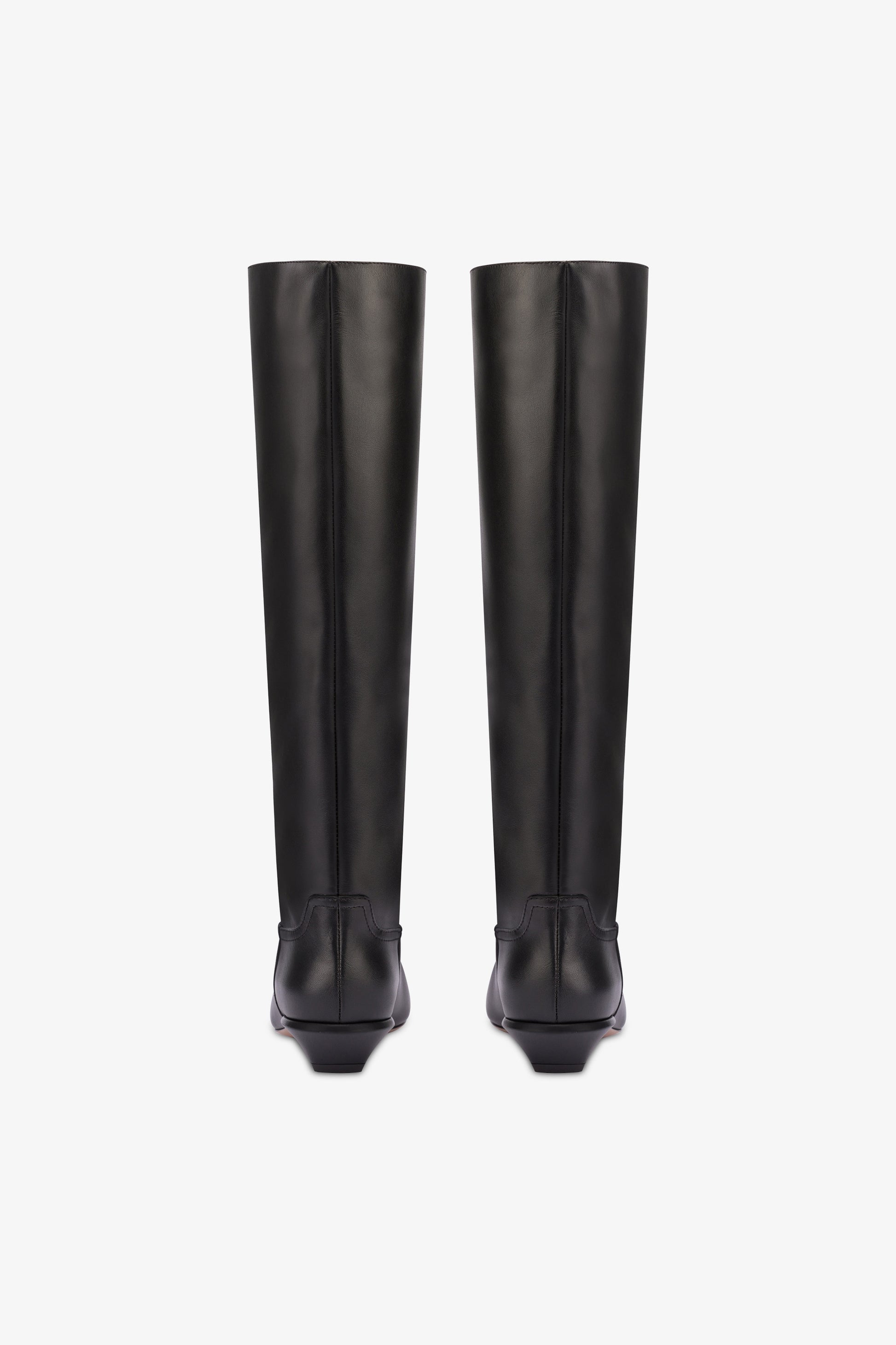 Knee-high boots in smooth black leather