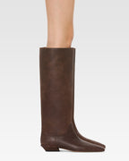 Stiefel aus ebenholzfarbenem Kalbsleder im Vintage-Stil