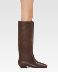 Stiefel aus ebenholzfarbenem Kalbsleder im Vintage-Stil