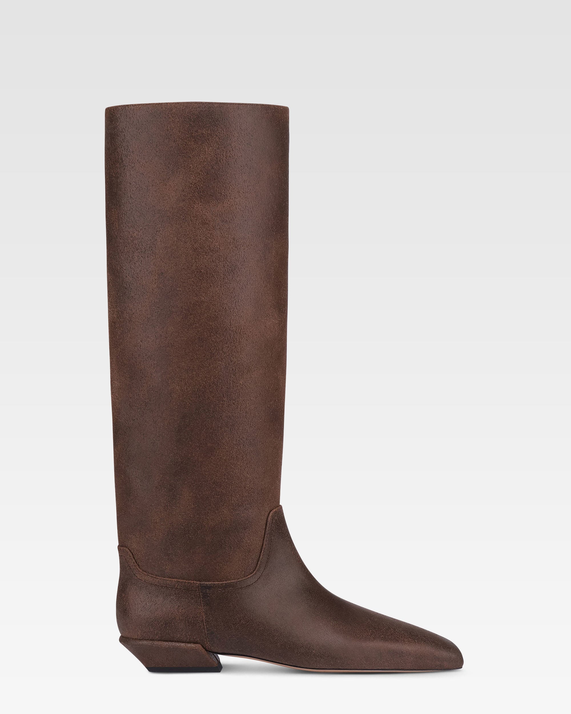 Bottes en cuir de veau effet vintage noir