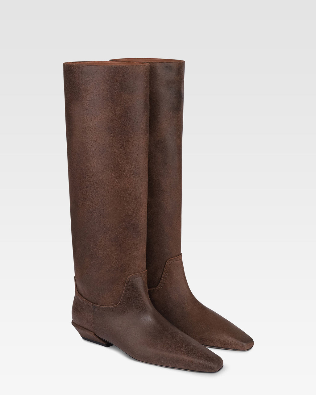 Stiefel aus ebenholzfarbenem Kalbsleder im Vintage-Stil