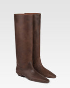 Stiefel aus ebenholzfarbenem Kalbsleder im Vintage-Stil