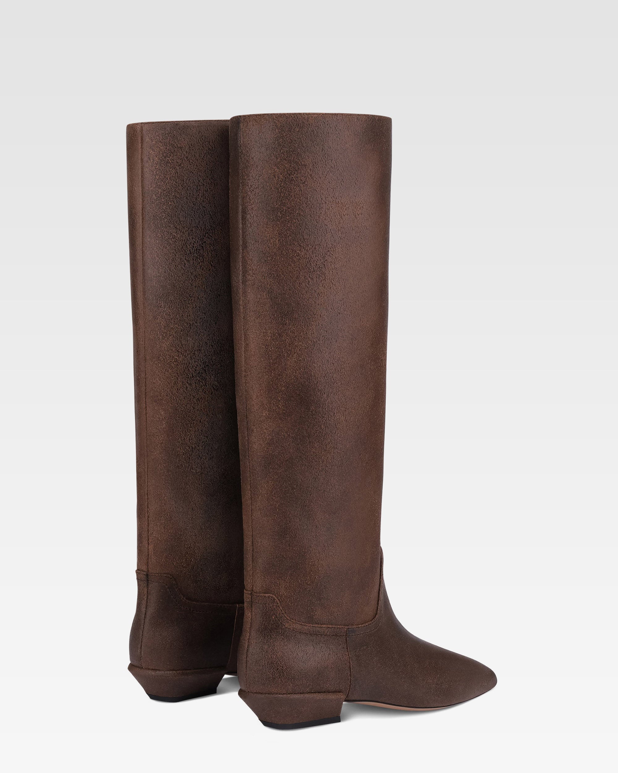 Bottes en cuir de veau effet vintage noir