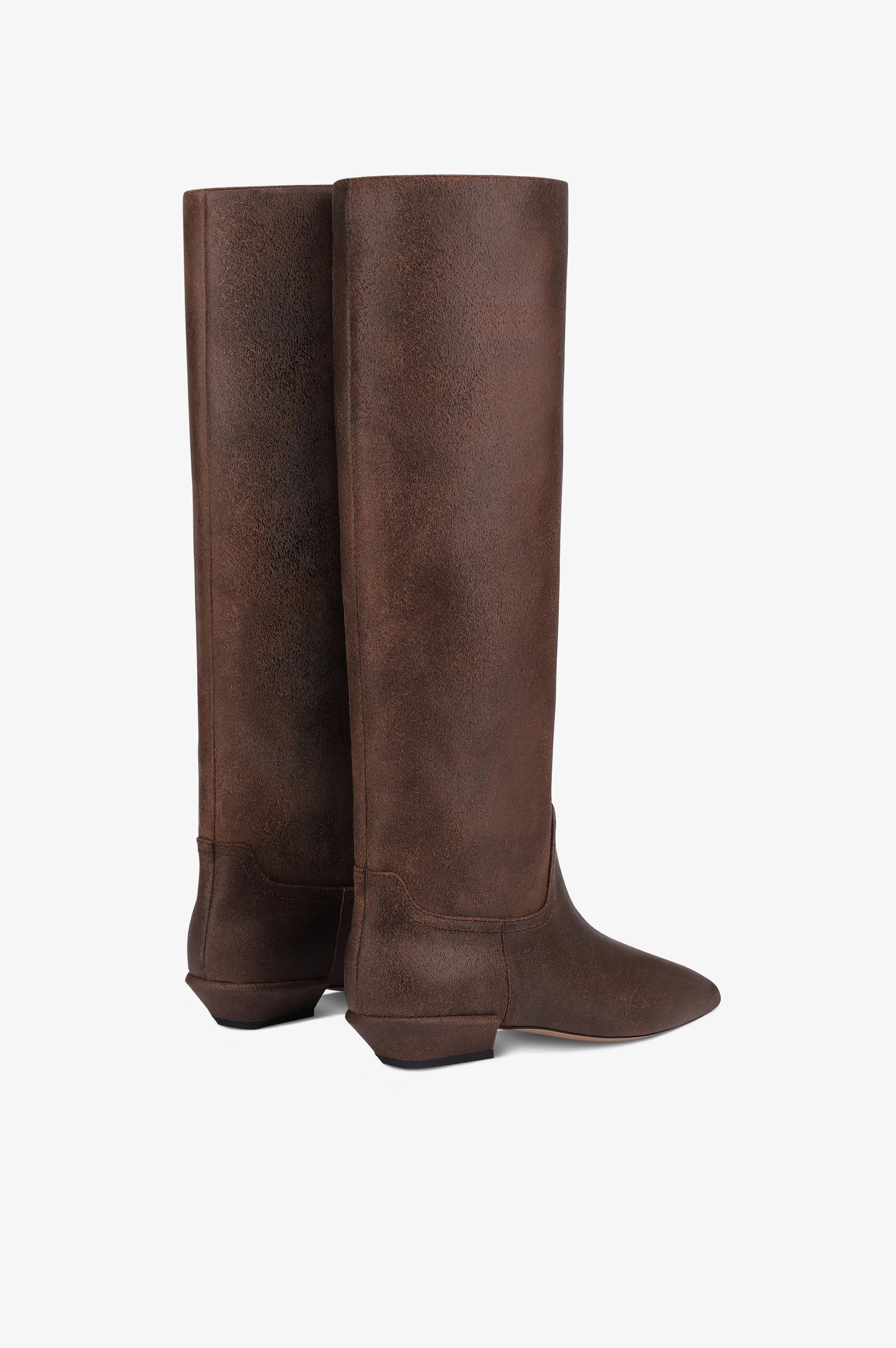 Bottes en cuir de veau effet vintage noir