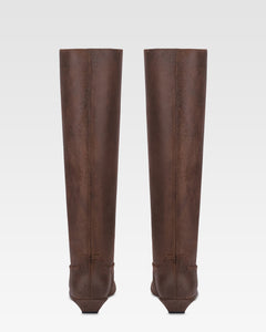 Stiefel aus ebenholzfarbenem Kalbsleder im Vintage-Stil