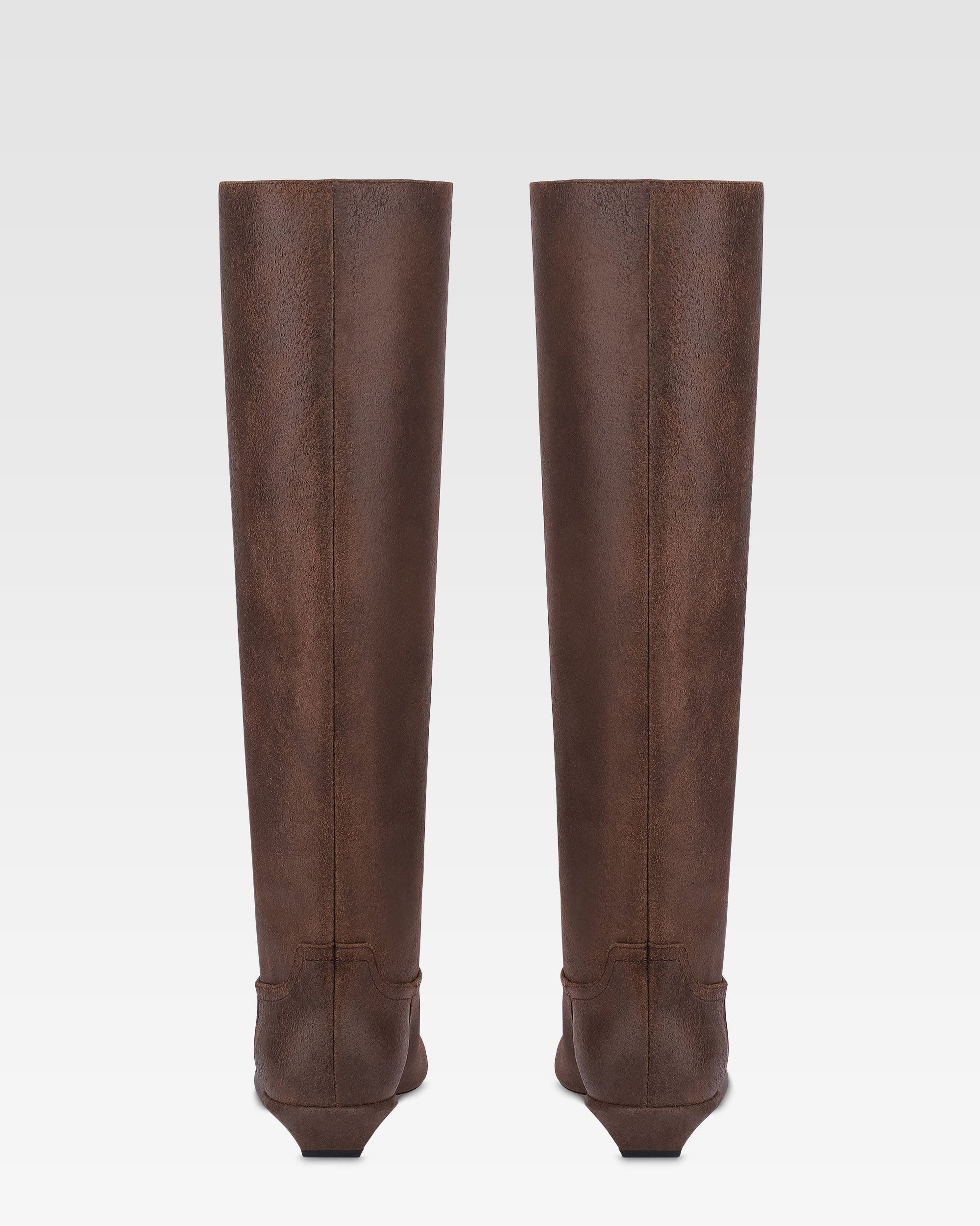 Bottes en cuir de veau effet vintage noir