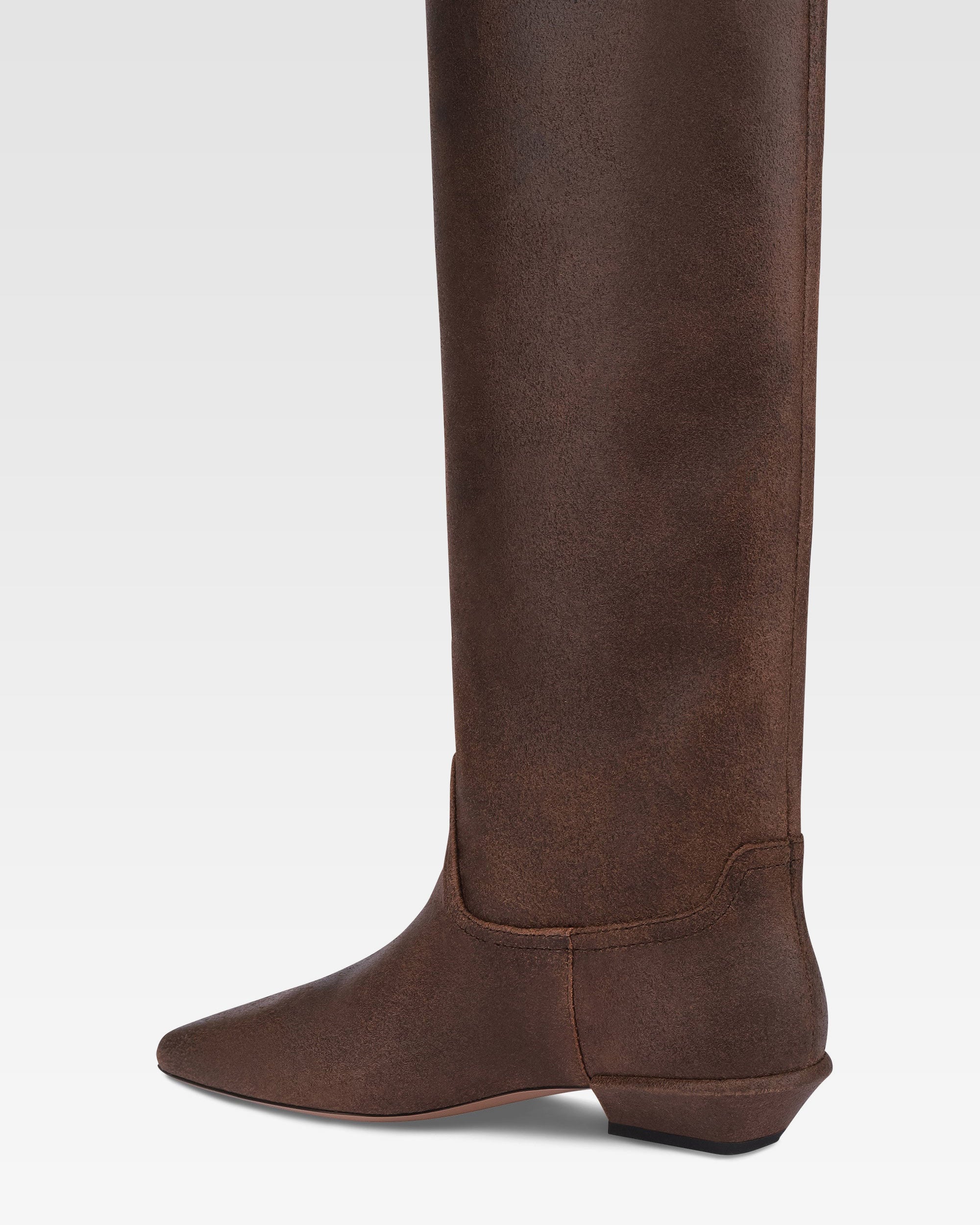 Bottes en cuir de veau effet vintage noir