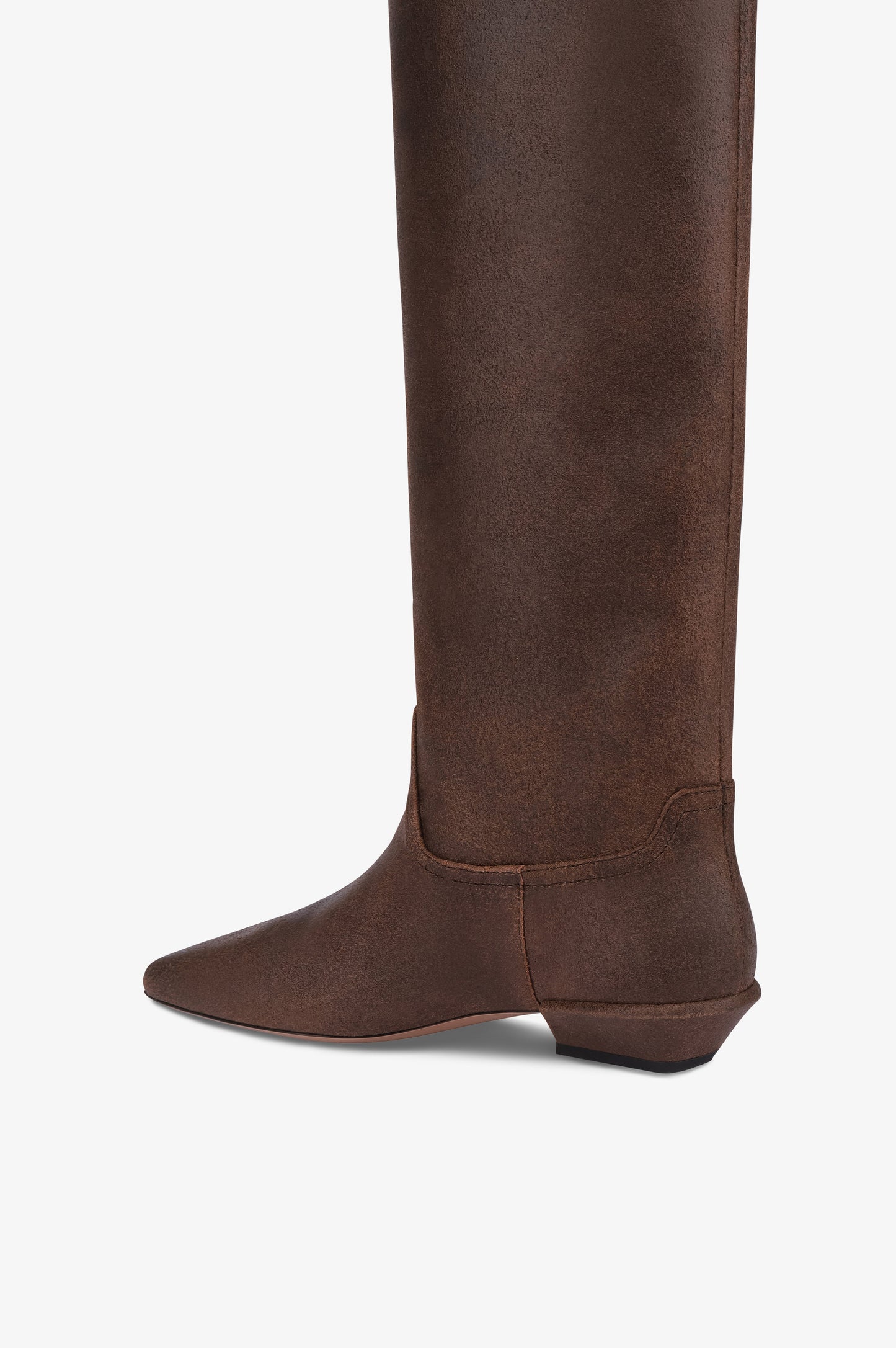 Bottes en cuir de veau effet vintage noir