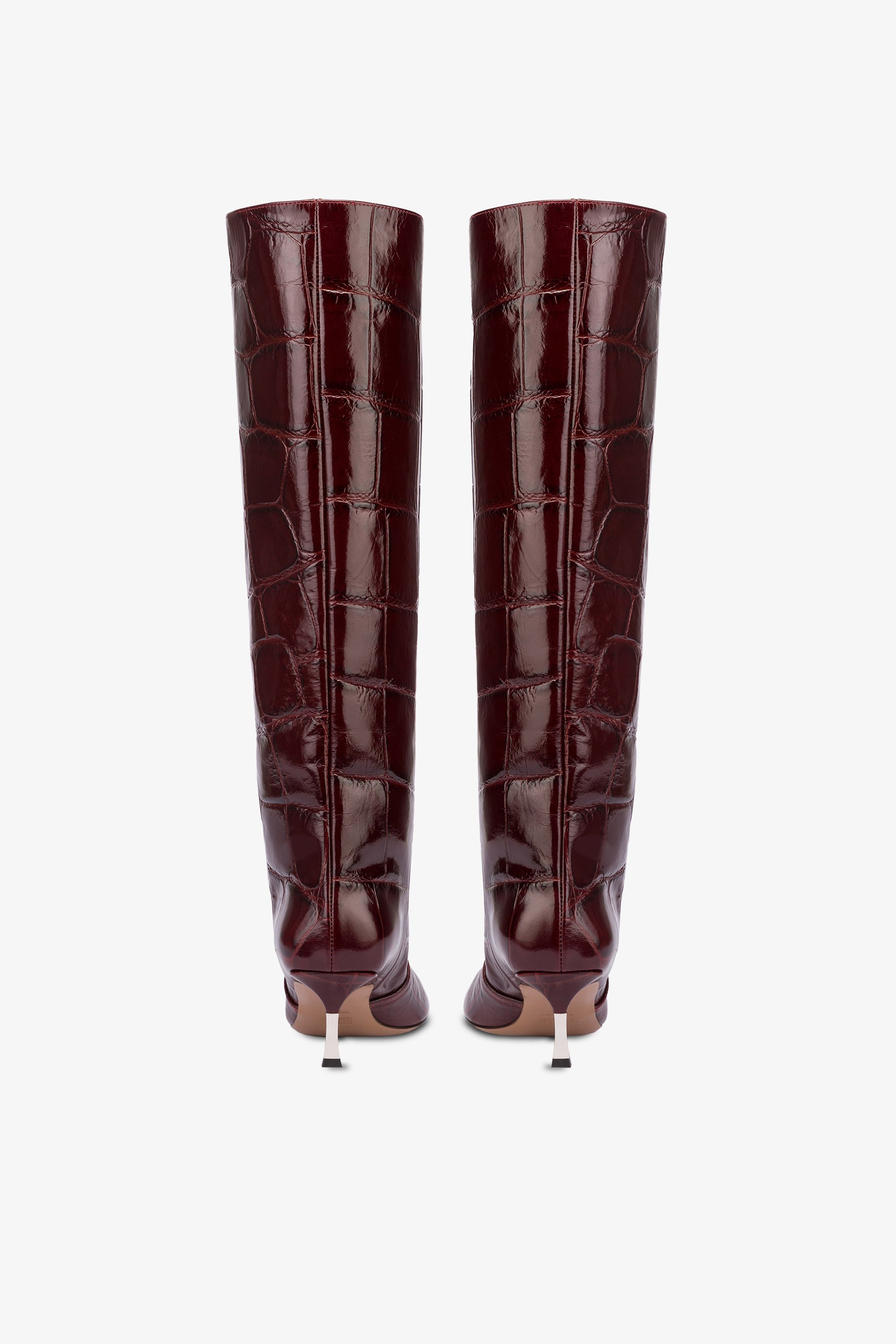 Knee-high boots in hevea croco-embossed leather