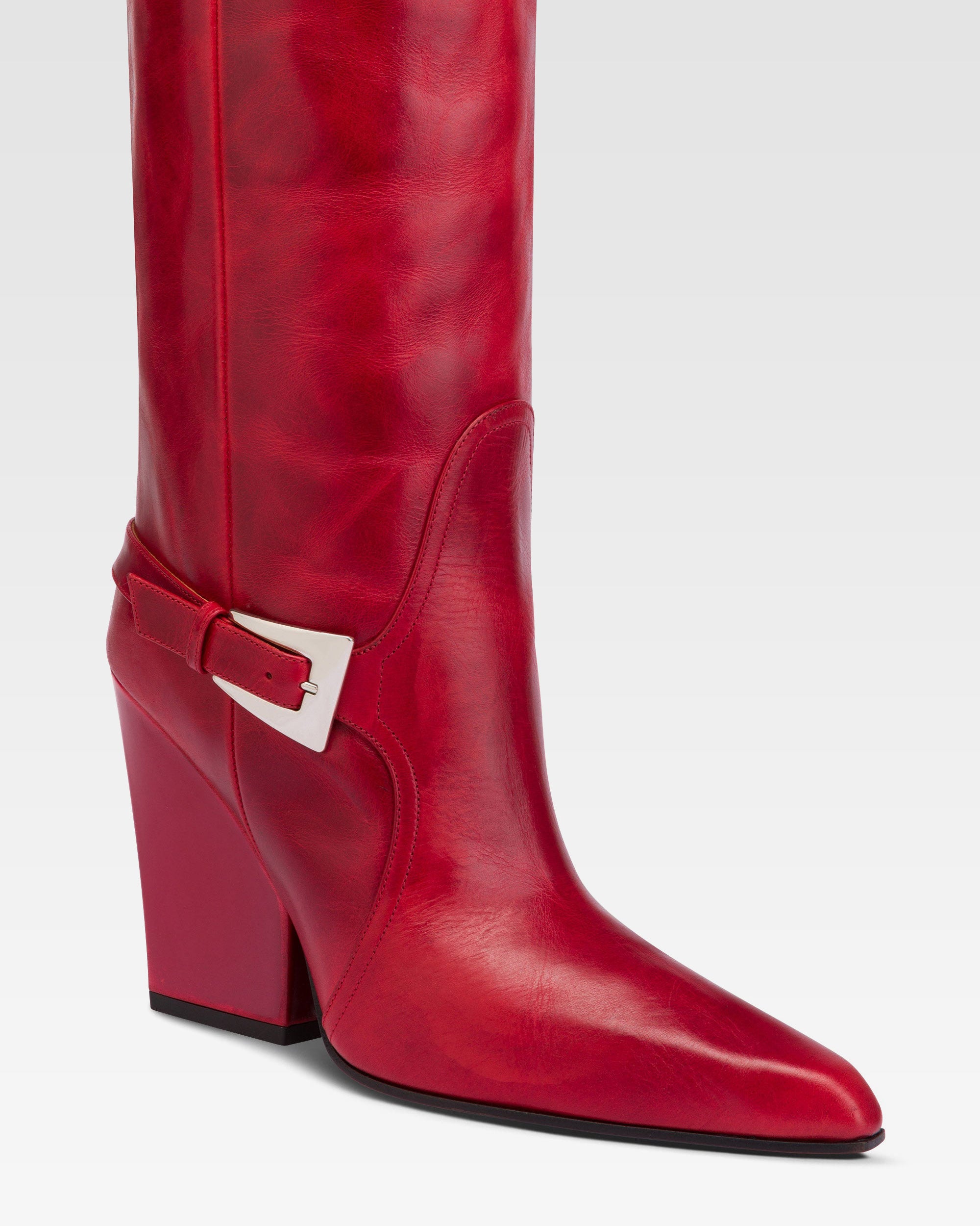 Bottes a hauteur du genou en cuir vintage fiesta brillant