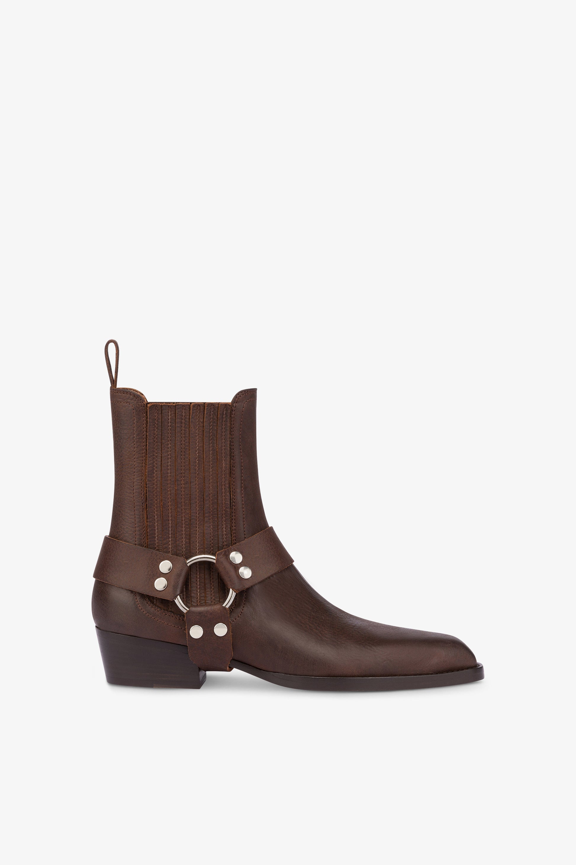 Rounded ankle boots in soft mulberry pebble leather