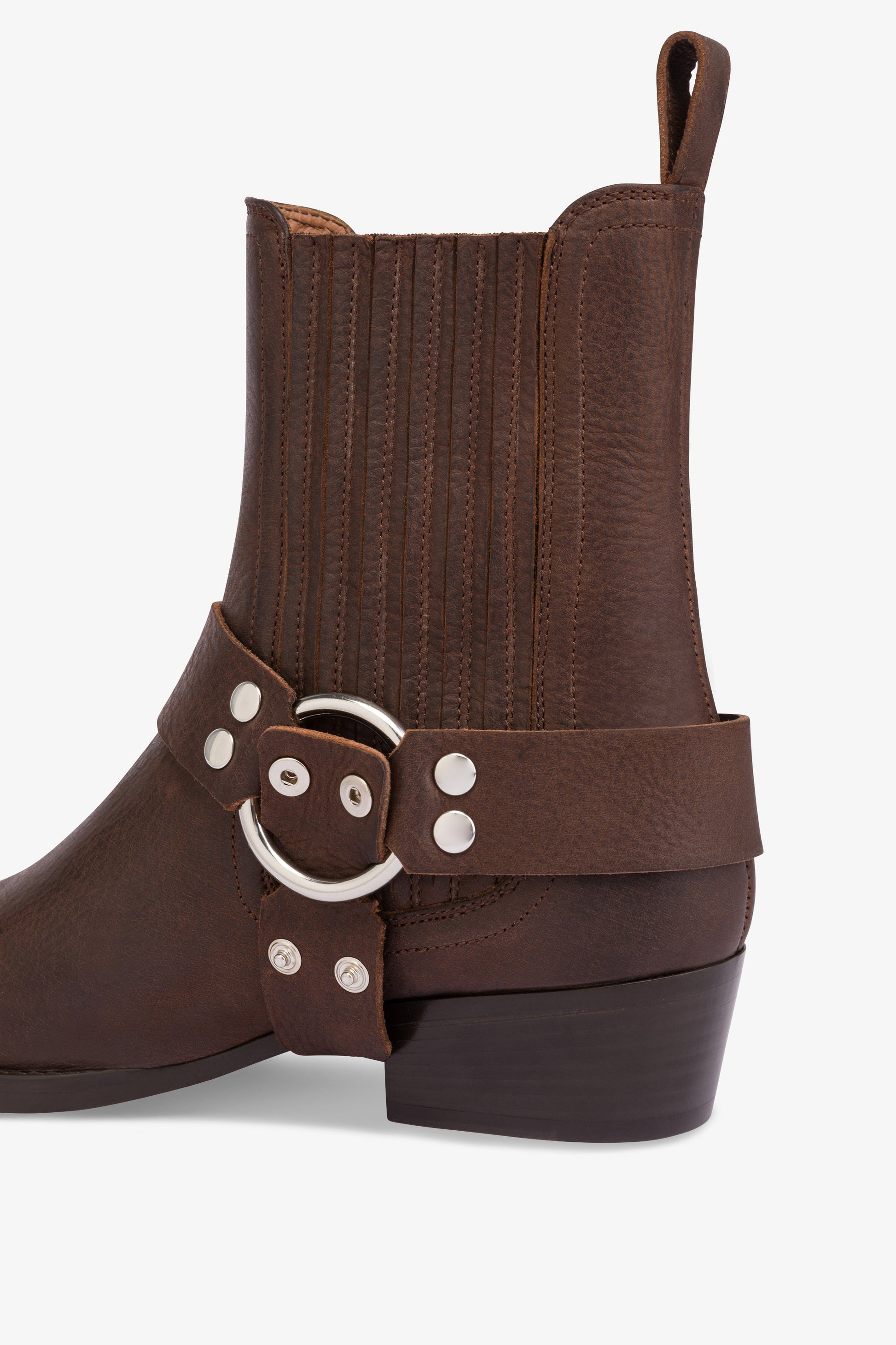 Rounded ankle boots in soft mulberry pebble leather