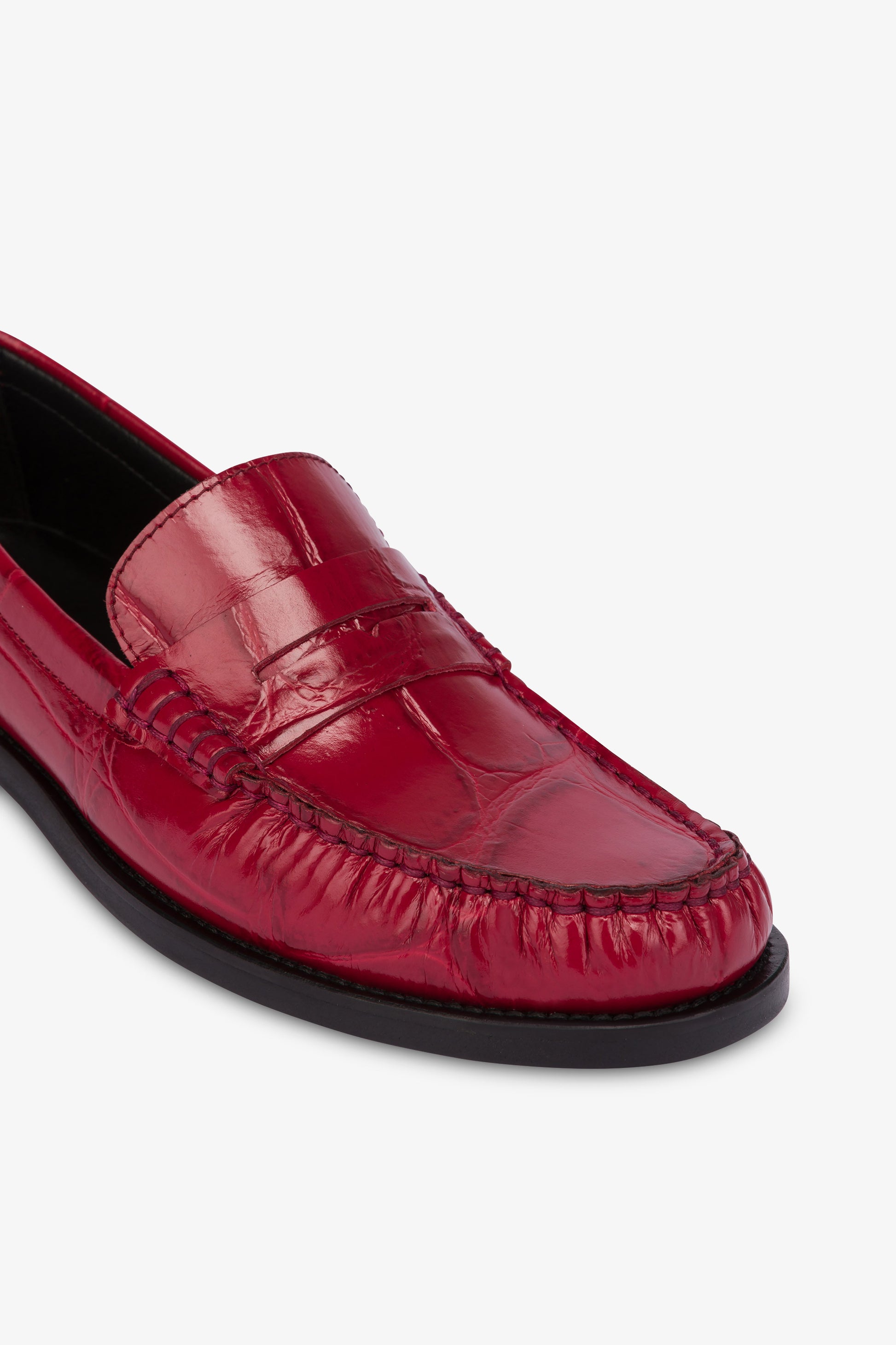 Loafer shoes in yari maxi croco-embossed leather