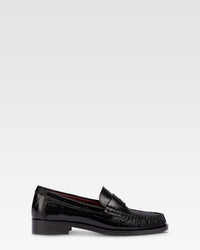 Mocassins en cuir gaufre facon croco maxi noir — Noir