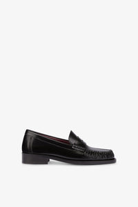 Loafer aus weichem, schwarzem, geburstetem Leder