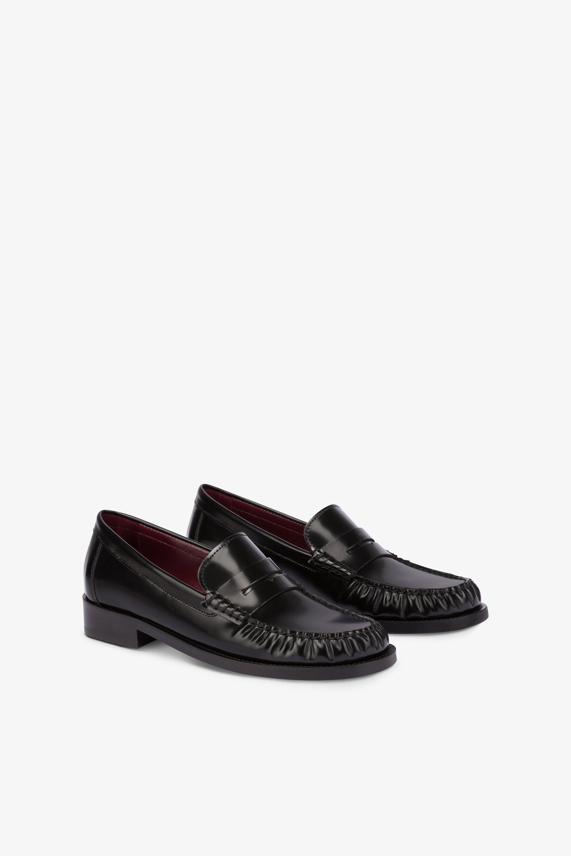 Loafer shoes in soft black brushed leather