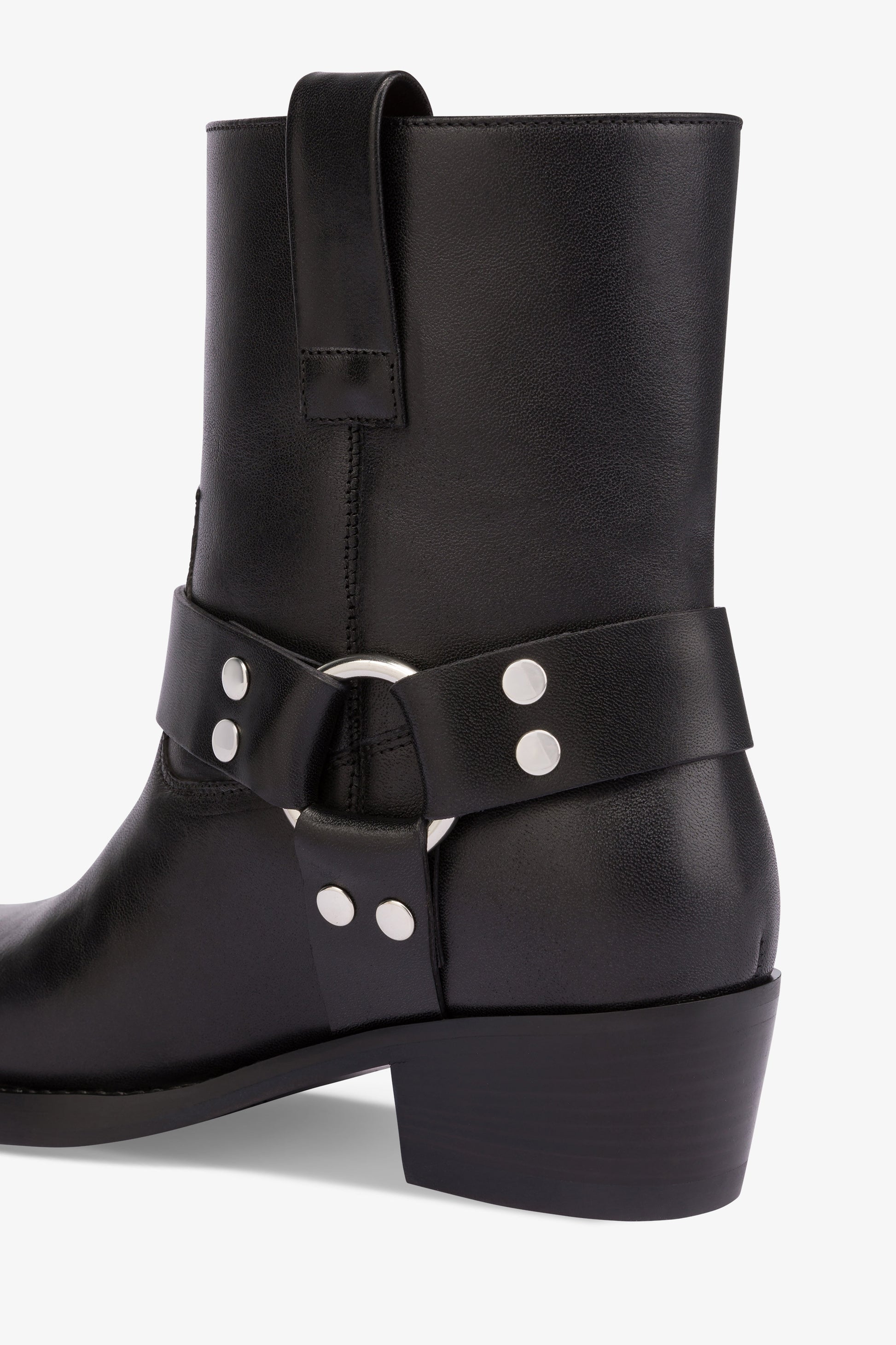 Square-toe ankle boots in smooth black leather
