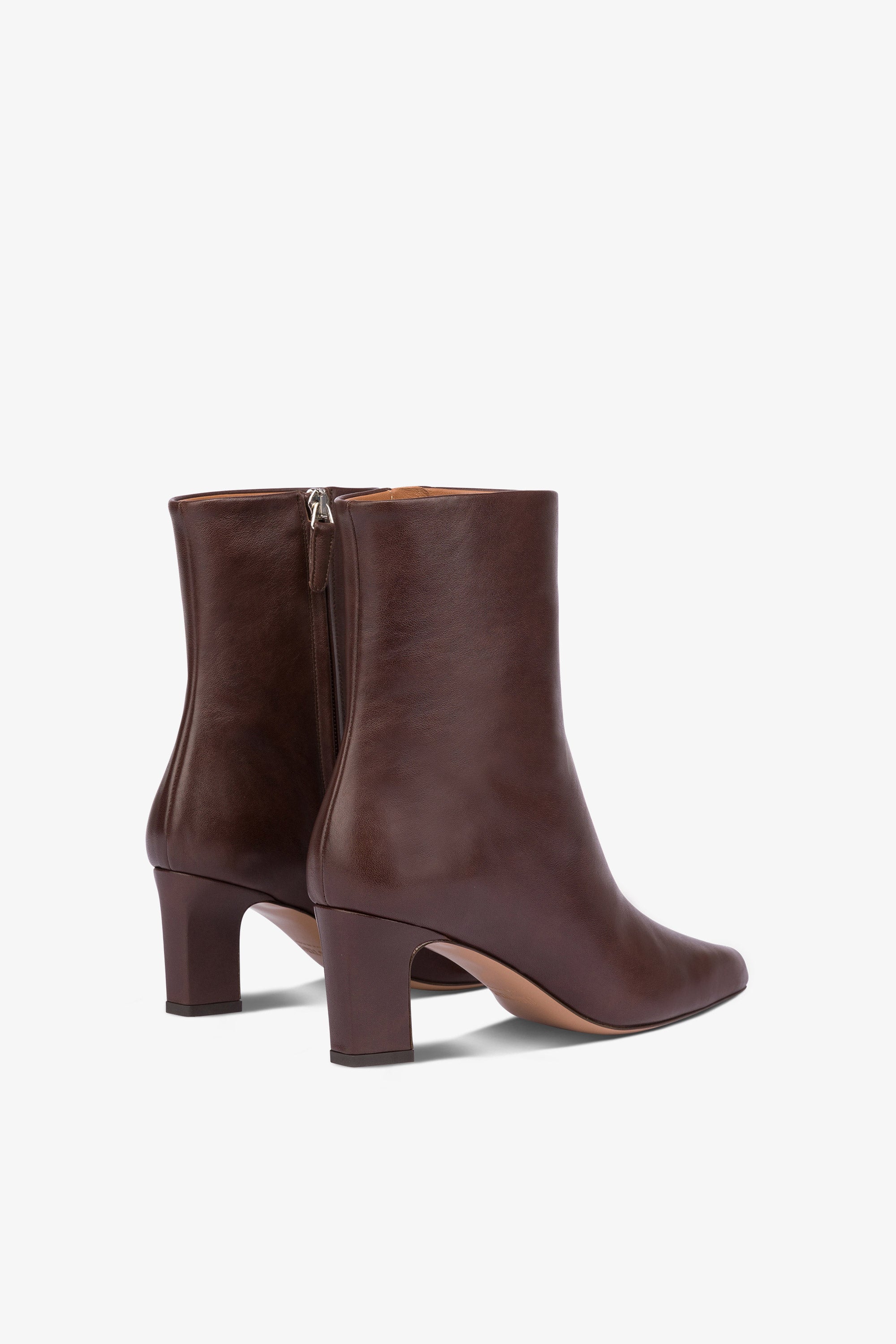 Pointed ankle boots in smooth mocha leather Paris Texas