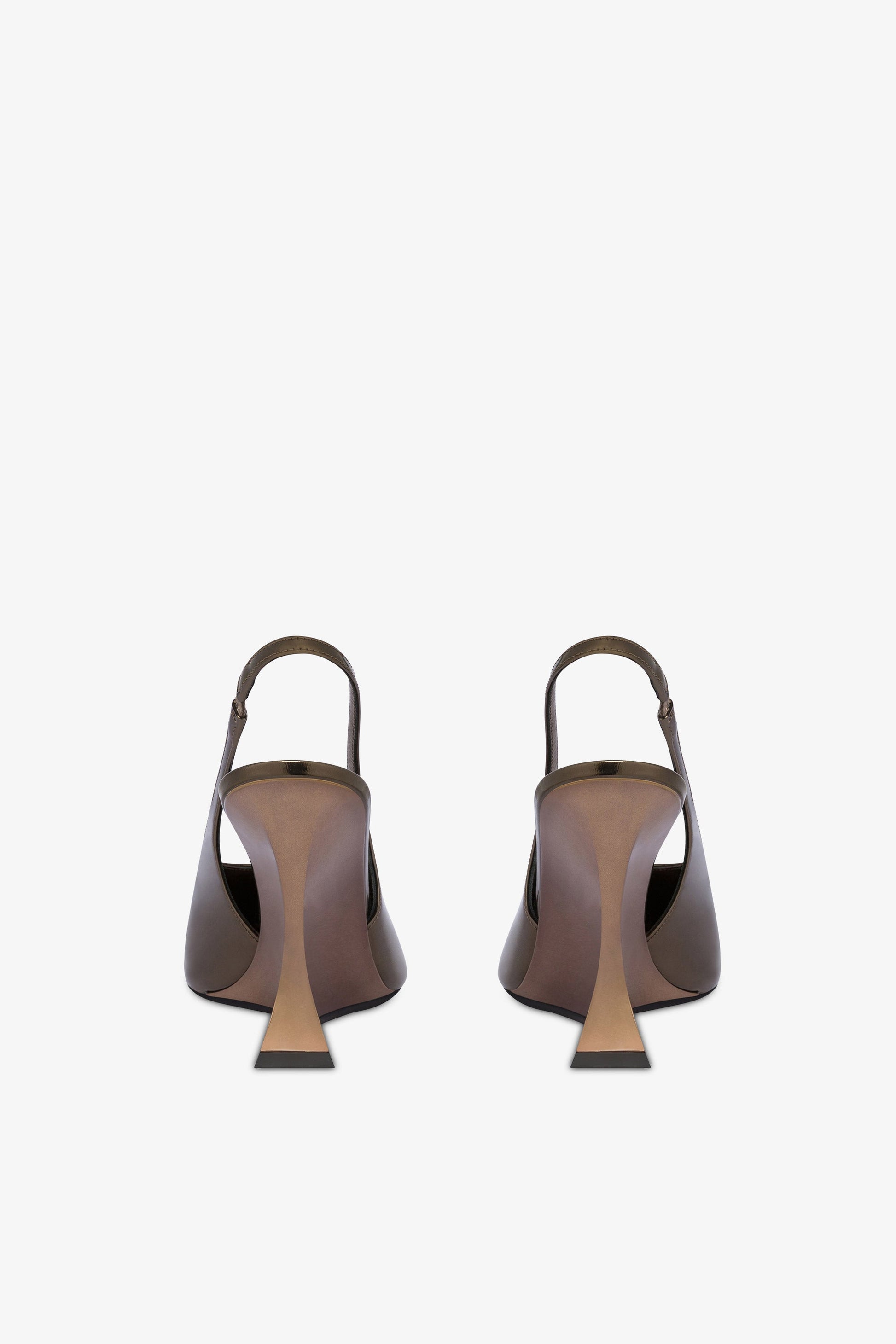 Slingbacks in safari-colored mirror-effect leather