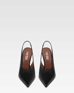 Zapatos de tira de piel negra y plateada