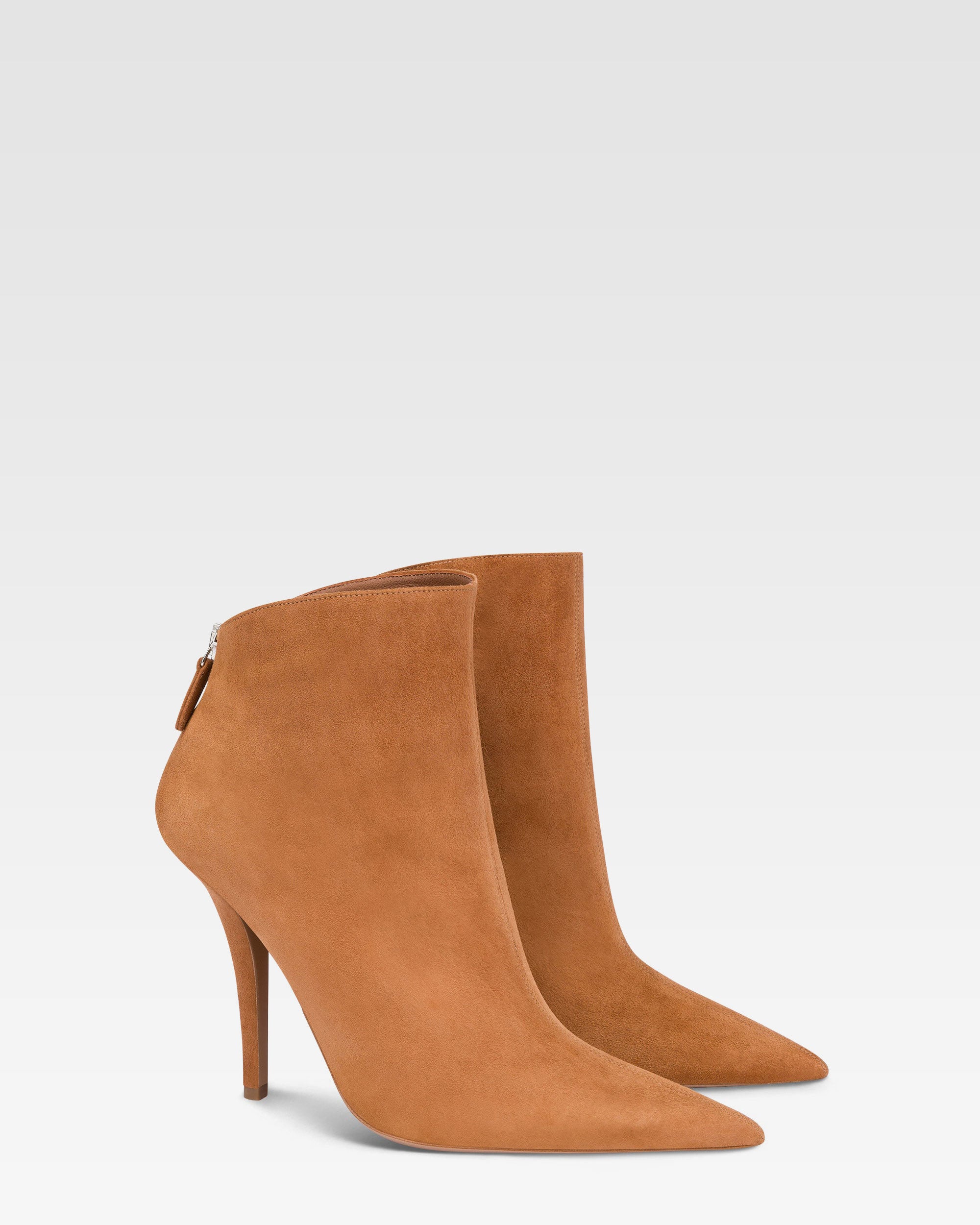 Bottines en cuir suede cognac
