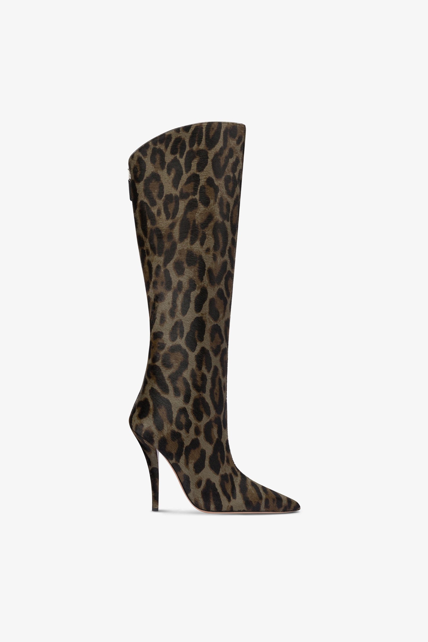 Boots in graphite leopard-print cowhide