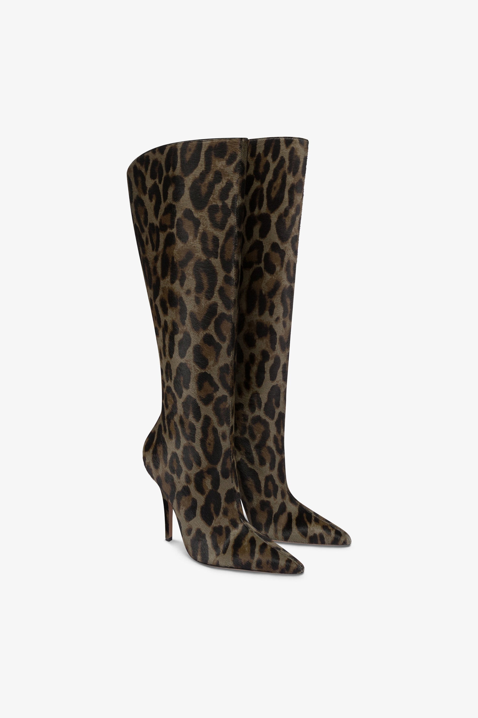 Boots in graphite leopard-print cowhide