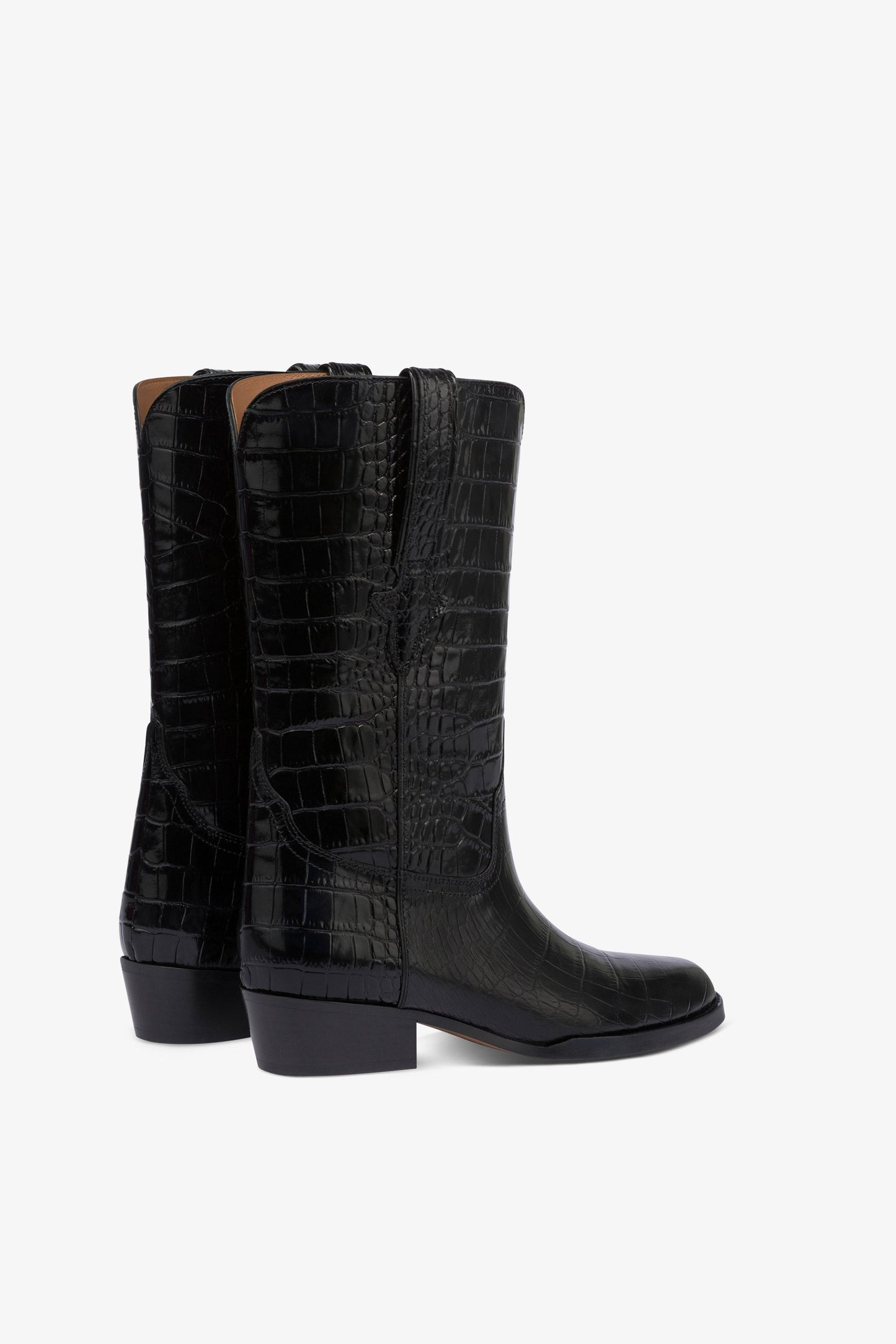 Botas de piel negra efecto cocodrilo