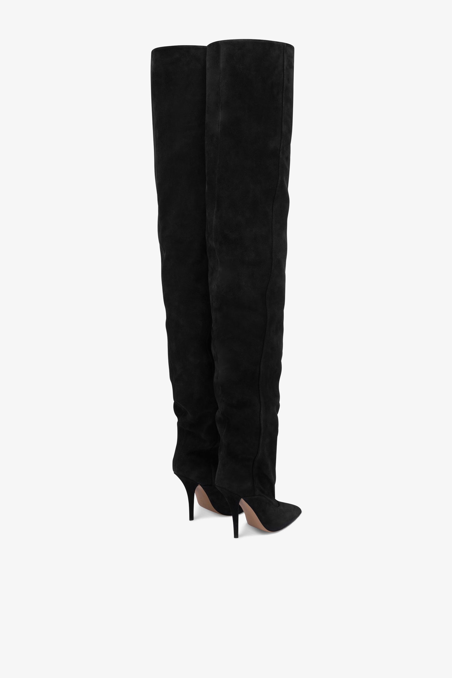 Bottes a hauteur de genou en cuir suede noir casse