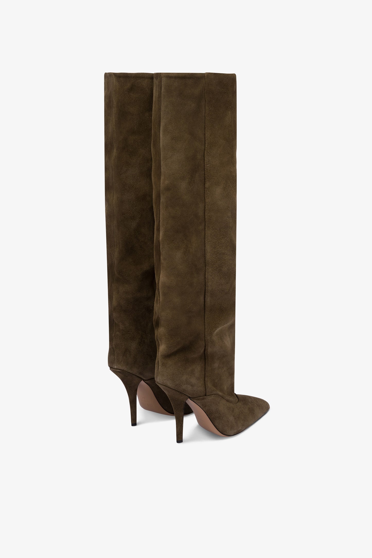 Bottes a hauteur du genou en cuir suede facon mousse d'hiver