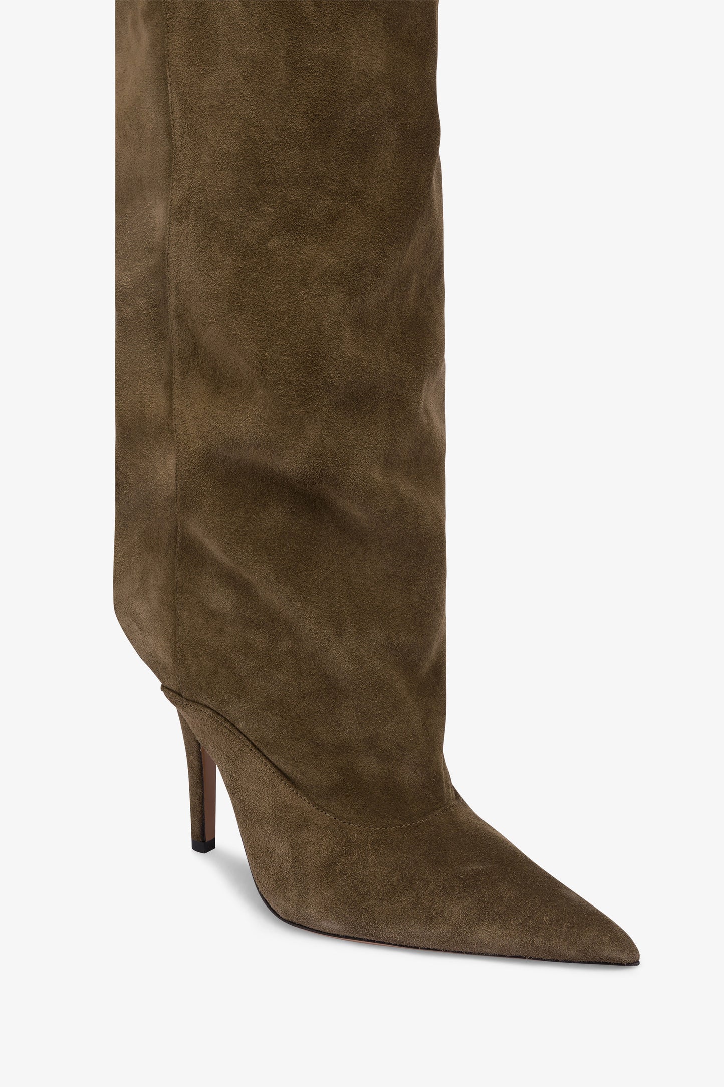 Bottes a hauteur du genou en cuir suede facon mousse d'hiver