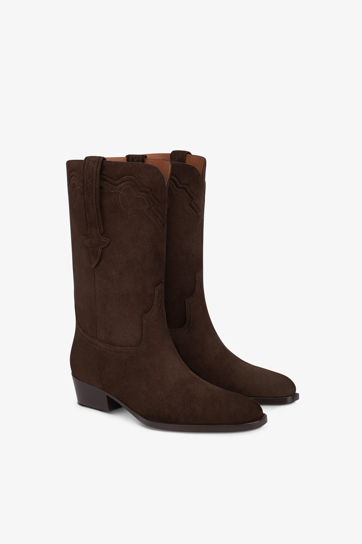 Boots in ebony calf suede leather