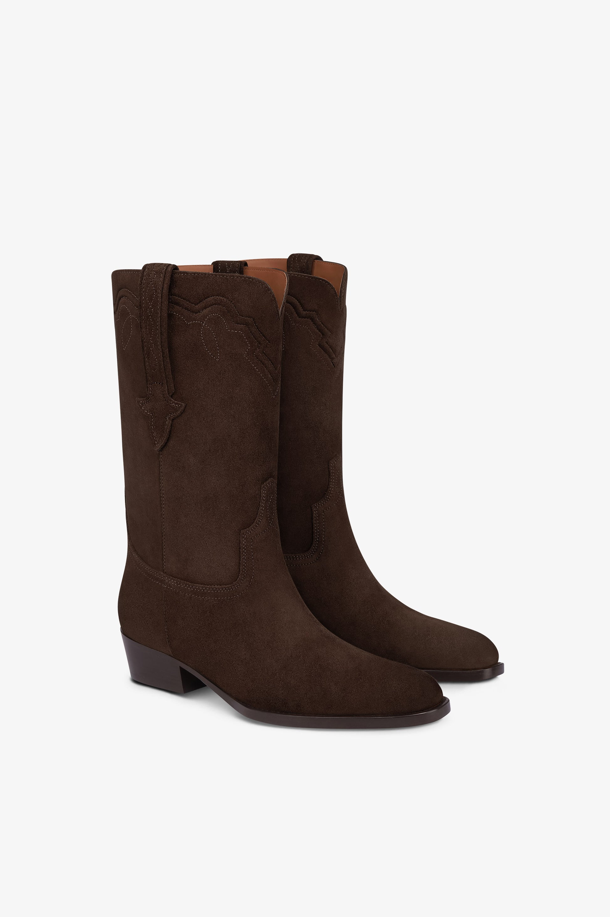 Boots in ebony calf suede leather