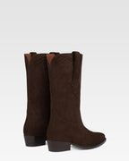 Boots in ebony calf suede leather