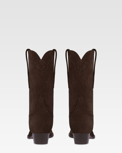 Boots in ebony calf suede leather