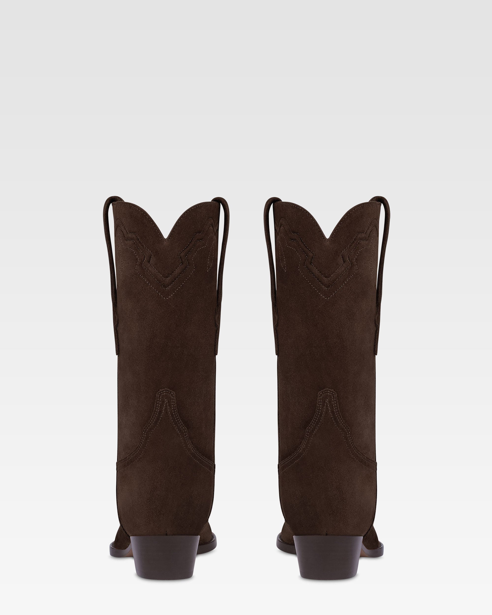 Stiefel aus ebenholzfarbenem Kalbsveloursleder